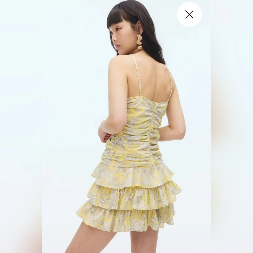 Yellow Floral Ruffle Dress - Picture 2 of 6
